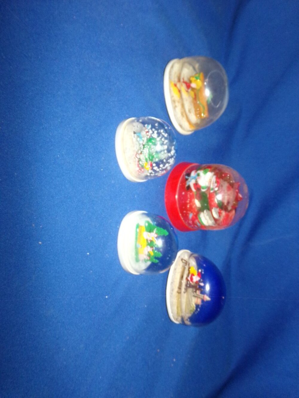 Collection of 5 Vintage  Plastic Christmas Snow Globe Domes
